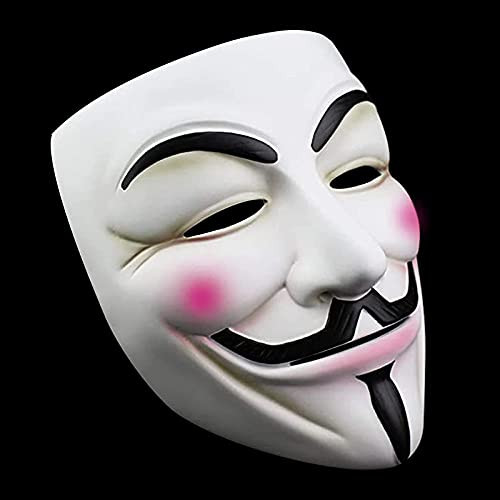 Qunpon Máscara de Halloween para disfraz de Vendetta Guy Fawkes Talla única Blanco