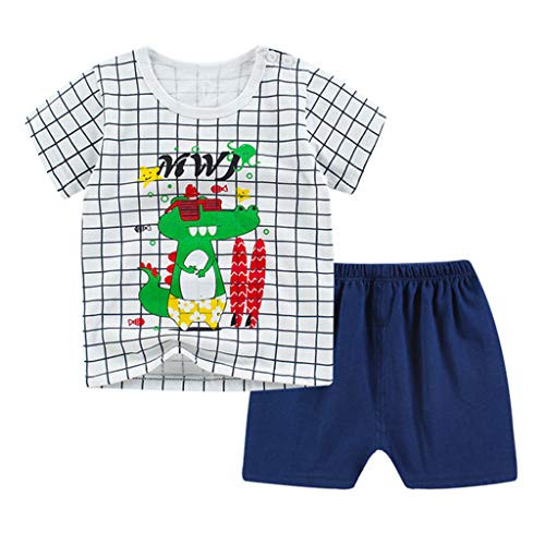 Conjunto Bebé Niños Verano Traje de 2 Piezas Top Camiseta de Manga Corta + Pantalón Corto T-Shirt y Shorts Algodón Atuendos - Talla 90/52