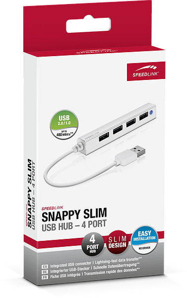 Speed-Link SL-140000-WE Hub 4 Puertos USB 2.0 Passive Blanco