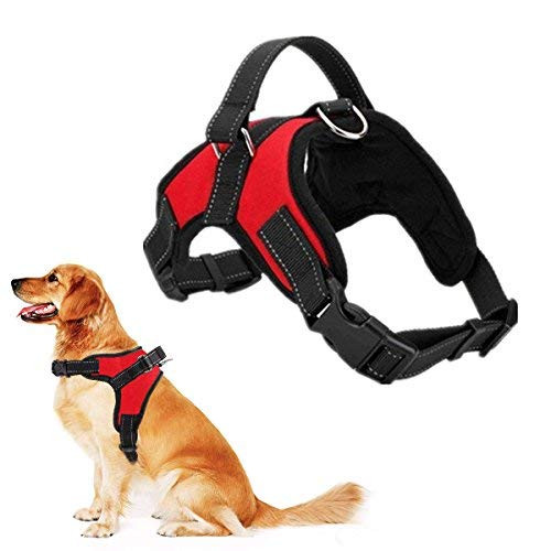 Rcruning-Eu Pecho de Arnés Mascotas Reflectante Acolchado Dog Vest Harness Red-M