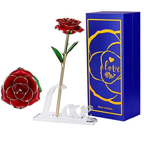 Rosa Eterna Flores Rosas Artificiales Decor Romántica Regalo para  Mujer,Novia, Esposa,el Día de San Valentín Rojo