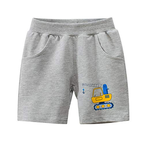 Surgoal Niños Algodón Pantalones Cortos Casuales Cintura Elástica 3-4 años Gris