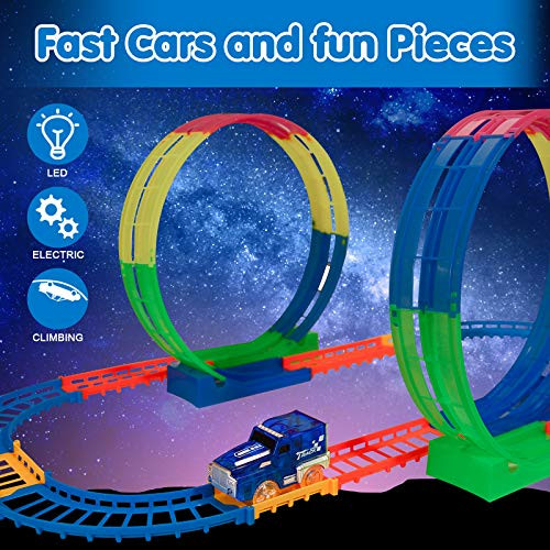 juego de vehículos para niños y niñas HOMCENT Juego de tren para niños con coche de juguete LED 