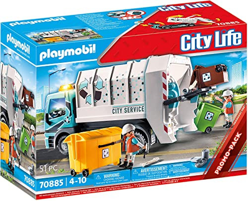 Playmobil City 70885 Camión basura con luces, Con Juguete para niños a partir de 4 años Embalaje Deteriorado